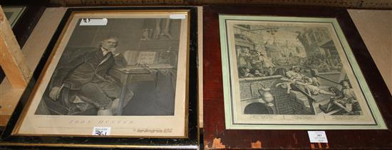 3 prints Gin Lane & Cruelty (Hogarth)